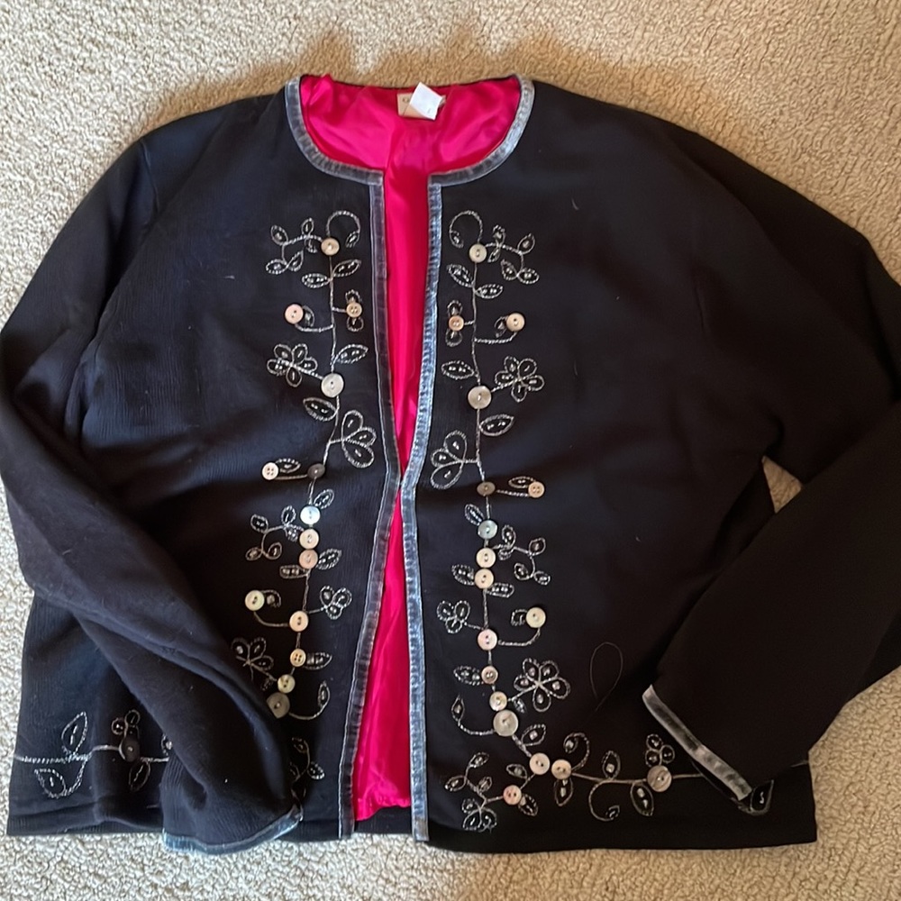 Embellished black wool cardigan